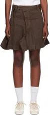 Sacai Brown Asymmetrical Denim Miniskirt In Brown