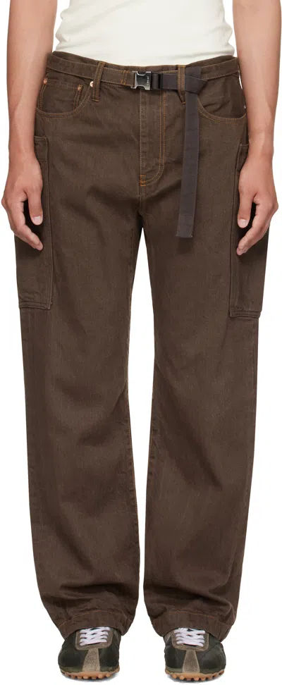 Sacai Brown Belted Denim Cargo Pants