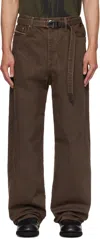 Sacai Brown Belted Jeans In Multi