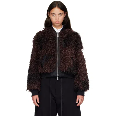 Sacai Brown Blouson Curly Faux-fur Jacket In 601brown