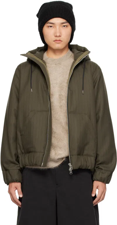 Sacai Brown Chalk Stripe Jacket In 501