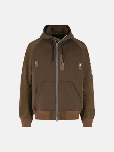 Sacai Brown Cotton Blend Sweatshirt