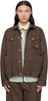 Sacai Long-sleeved Denim Jacket In Brown