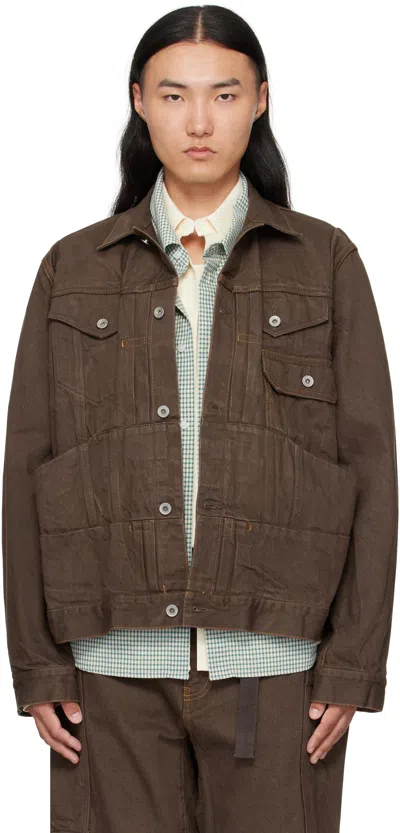 Sacai Brown Cotton Denim Jacket