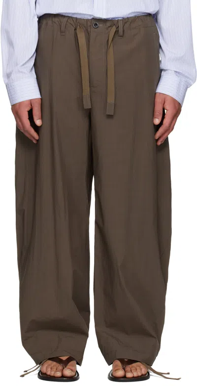 Sacai Brown Cotton Typewriter Trousers In Green