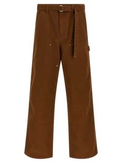 Sacai Brown Flat Front Pants