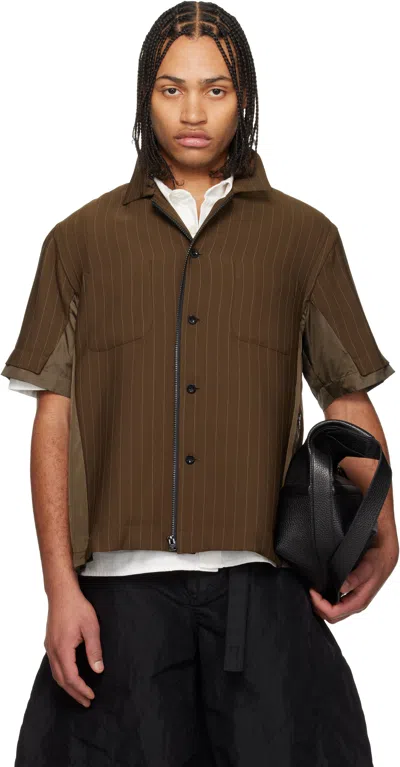 Sacai Brown Matelasse Twill Shirt