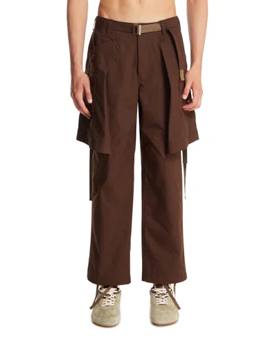 Sacai Brown Multi-panel Trousers In Brown Marrone   #3d322d