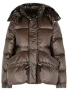 Sacai Removable-hood Quilted Down Jacket In Brown