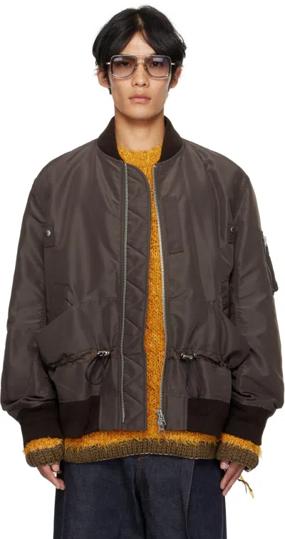 Sacai Brown Nylon Twill Blouson Bomber Jacket