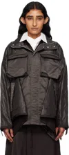 Sacai Quilted Nylon Ripstop Twill Coat In Black