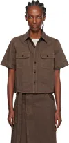 Sacai Brown Paneled Denim Shirt In Brown