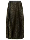 Sacai Pleated Leopard Print Satin Midi Skirt In Brown