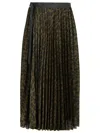 Sacai Pleated Leopard Print Satin Midi Skirt In Brown