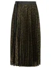 Sacai Pleated Leopard Print Satin Midi Skirt In Brown