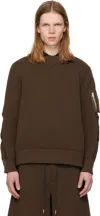 Sacai Brown Sponge Pullover Sweatshirt In Brown