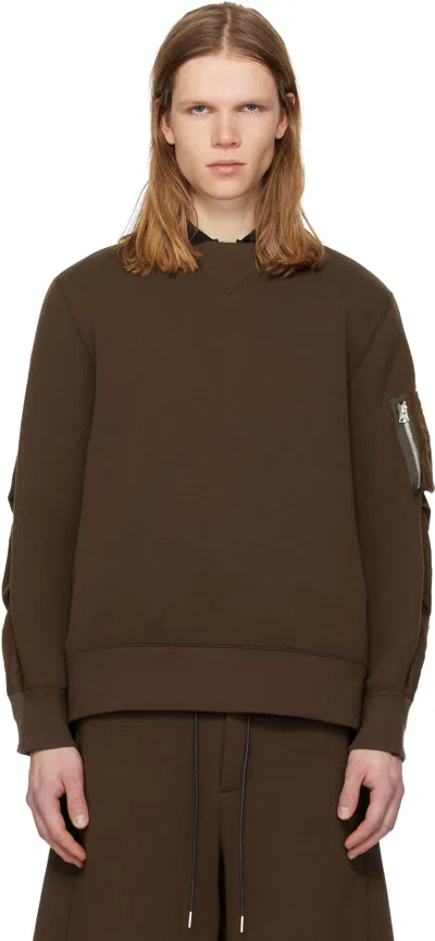 Sacai Brown Sponge Pullover Sweatshirt