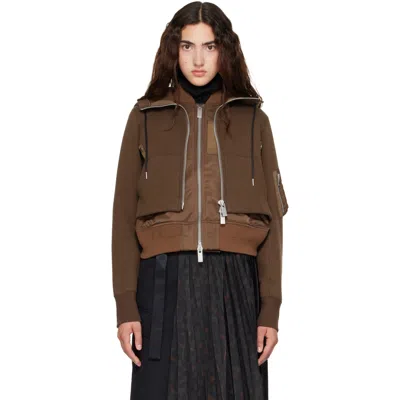 Sacai Brown Sponge Sweat Hoodie