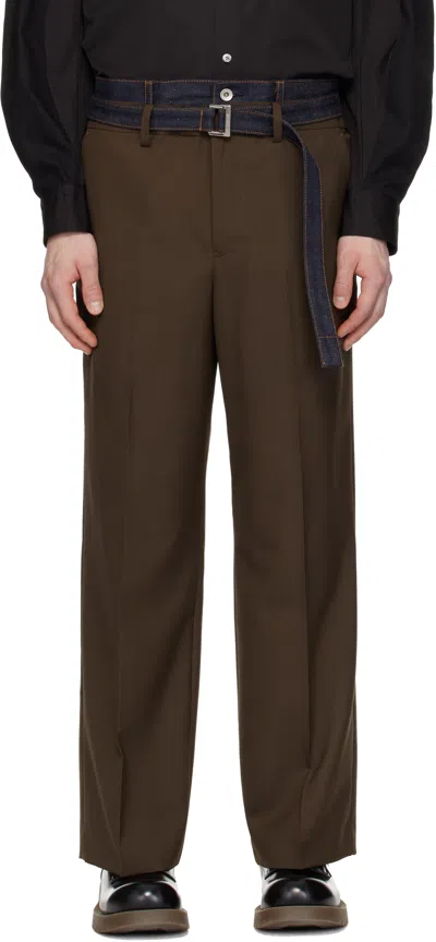 Sacai Brown Suiting & Denim Trousers