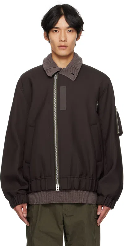Sacai Brown Suiting Blouson Bomber Jacket