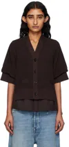 Sacai Brown Suiting Mix Knit Cardigan In Brown