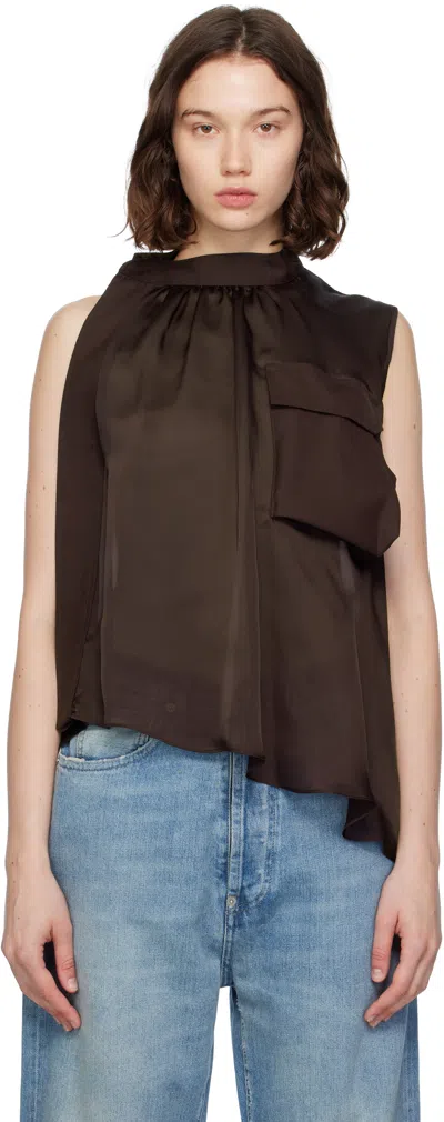 Sacai Brown Suiting Mix Pullover Blouse