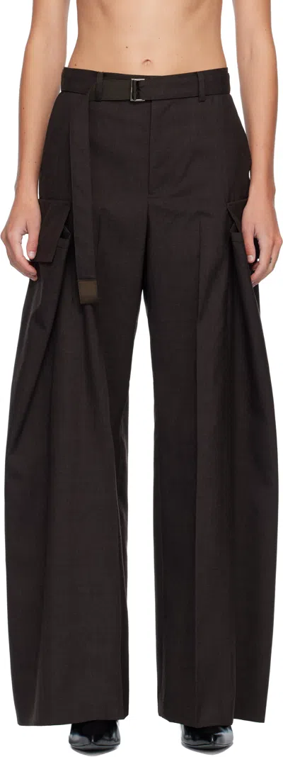 SACAI BROWN SUITING TROUSERS