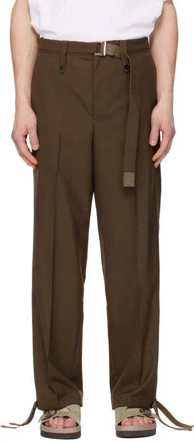 Sacai Wool Blend Casual Pants In Brown