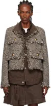 Sacai Layered Twill Jacket In Brown