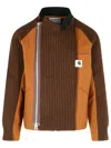 Sacai Men S Carhartt Wip Washed Duck X Wool Knit Blouson In Brown