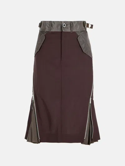 Sacai Brown Wool Blend Skirt