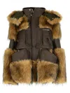 Sacai Fur-trimmed Wool Jacket In Brown