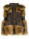 Sacai Fur-trimmed Wool Jacket In Brown
