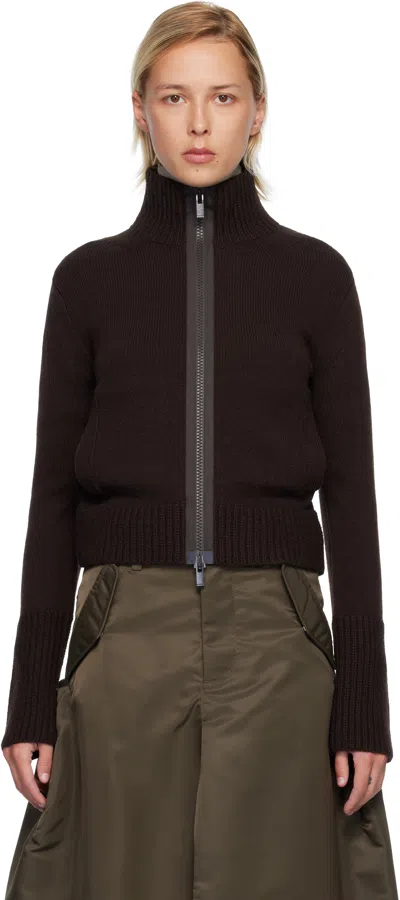 Sacai Brown Wool Knit Blouson Sweater