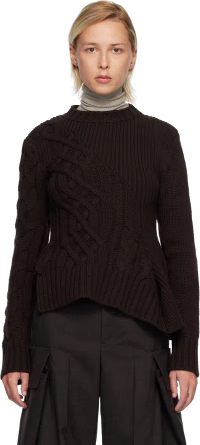 Sacai Brown Wool Knit Sweater