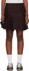Sacai Brown Wool Melton Miniskirt In Brown