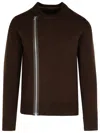 Sacai Zip-detail Wool Sweater In Brown