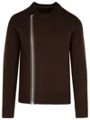 Sacai Zip-detail Wool Sweater In Brown