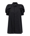 Sacai Cotton Shirt With Nylon Balloon Sleeves In Black