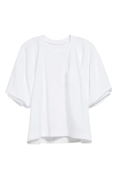 Sacai Bubble Sleeve Cotton Jersey T-shirt In White
