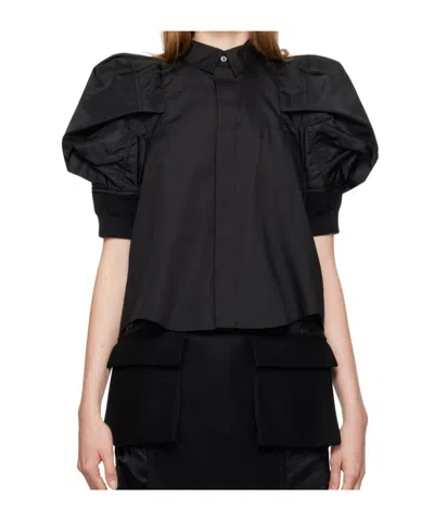 Sacai Bubble Sleeve Shirt In Black
