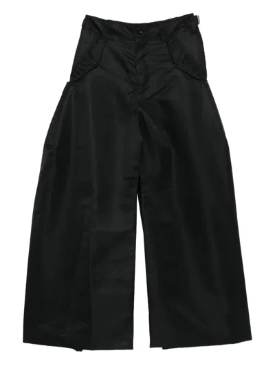 Sacai Buckle-detail Wide-leg Trousers In Black