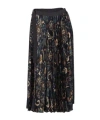 Sacai Womens Navy Floral Pleated Woven Midi Skirt In Black