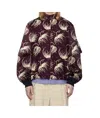 Sacai Burgundy Dot Flower Print Bomber Jacket In Black