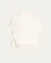Sacai Button-down Hybrid Knit & Suiting Shirt In White