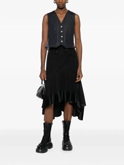 Sacai Button Front Waistcoat In Black