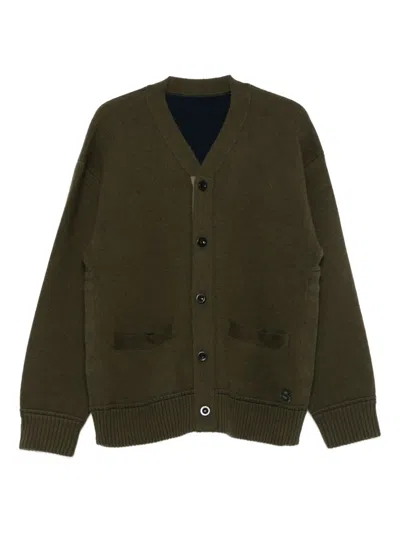 Sacai Button-up Cardigan In Green