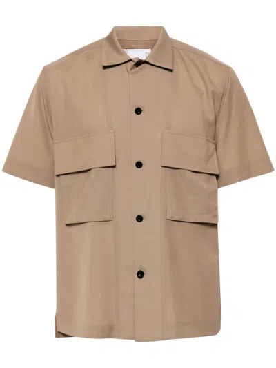 Sacai Button-up Shirt In Brown