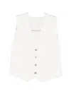 Sacai Buttoned Drawstring Waistcoat In White