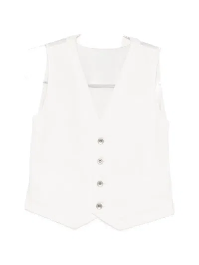 Sacai Buttoned Drawstring Waistcoat In White
